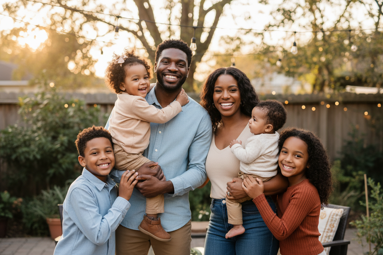 Black father and family